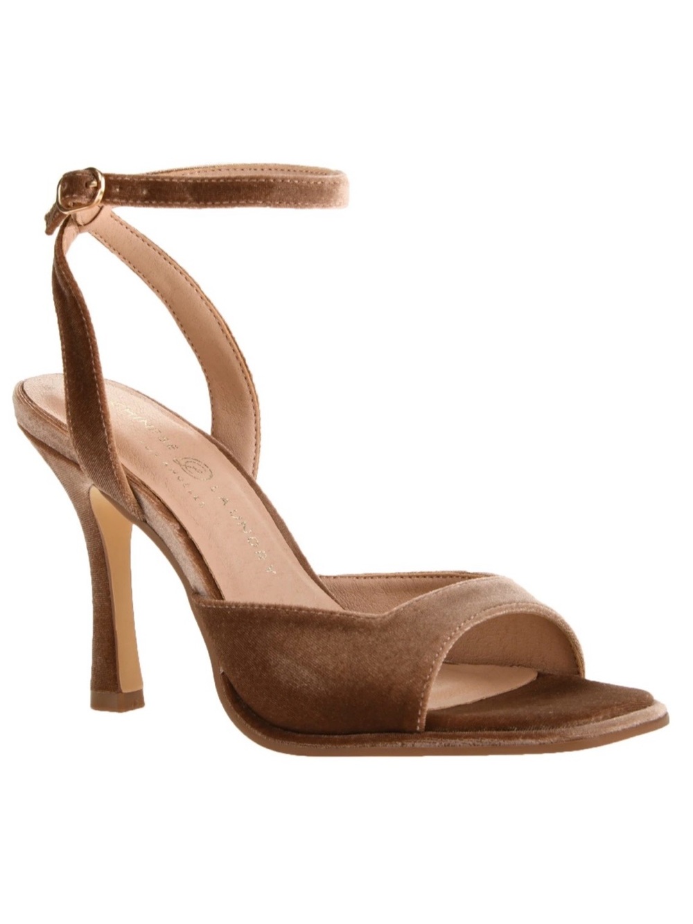 Chinese Laundry Brown Velvet Ankle-Strap High Heel Sandal